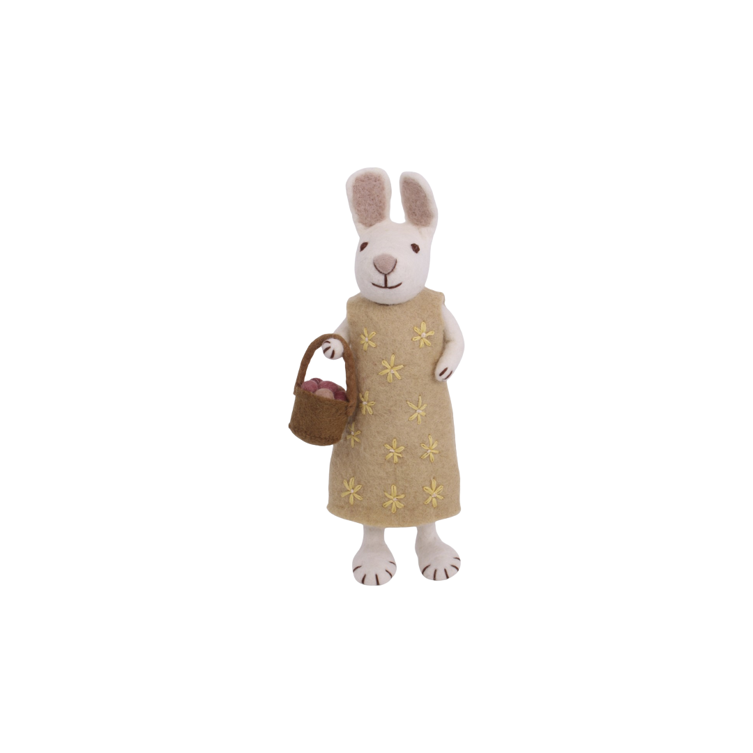 Dekoracija „White bunny yellow dress“ H27 cm